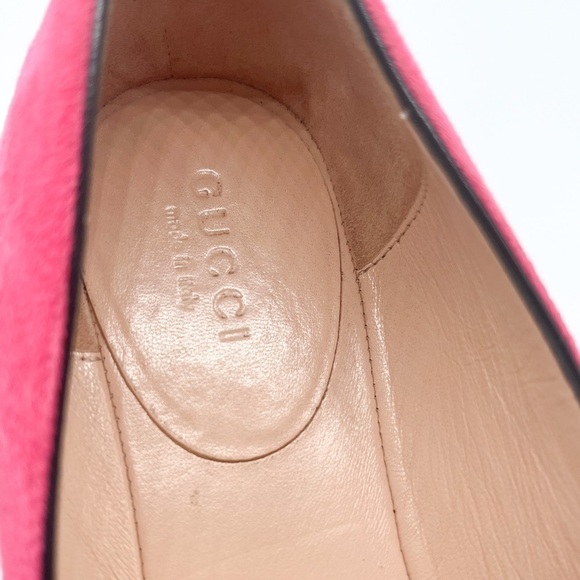 Gucci Kid Scamosciato GG Marmont Suede Fringe Flats Hot Pink 36.5 - Picture 7 of 9